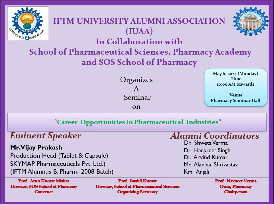 A Seminar on Career Opportunities in Pharmaceutical Industries