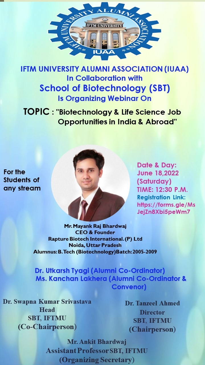 Webinar on Biotechnology & Life Science Job Opportunities In India & Abroad.