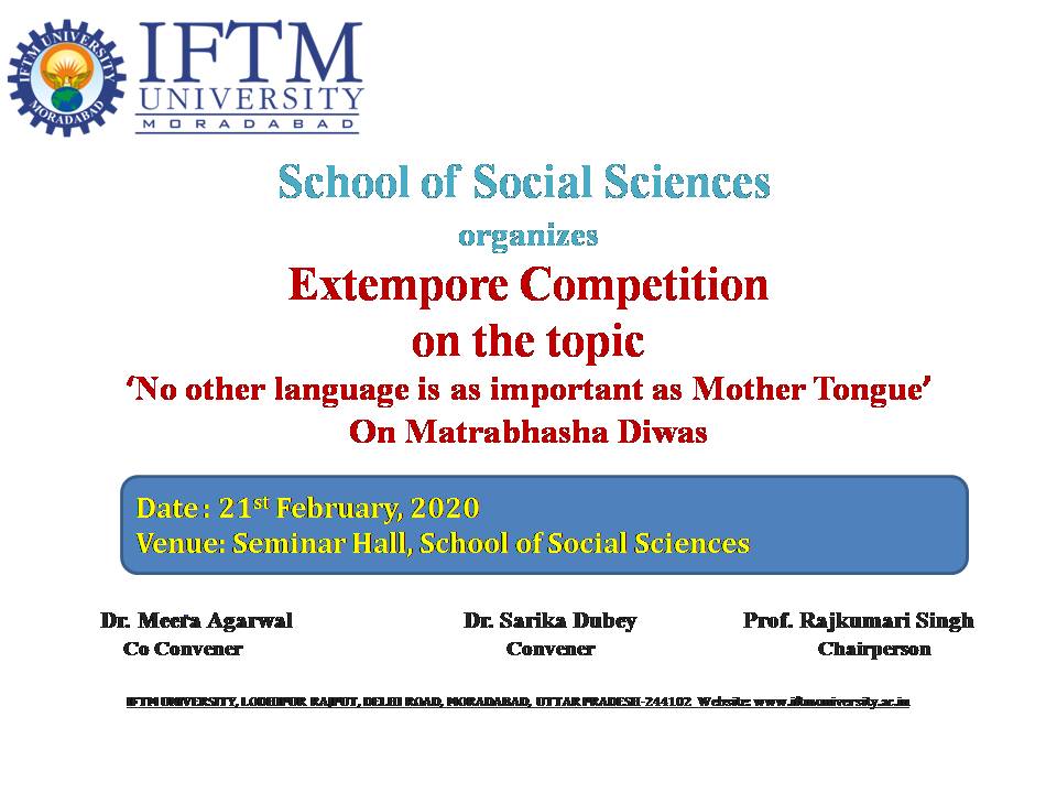 Extempore Competition on No Other Languague is as Important as Mothertoungue