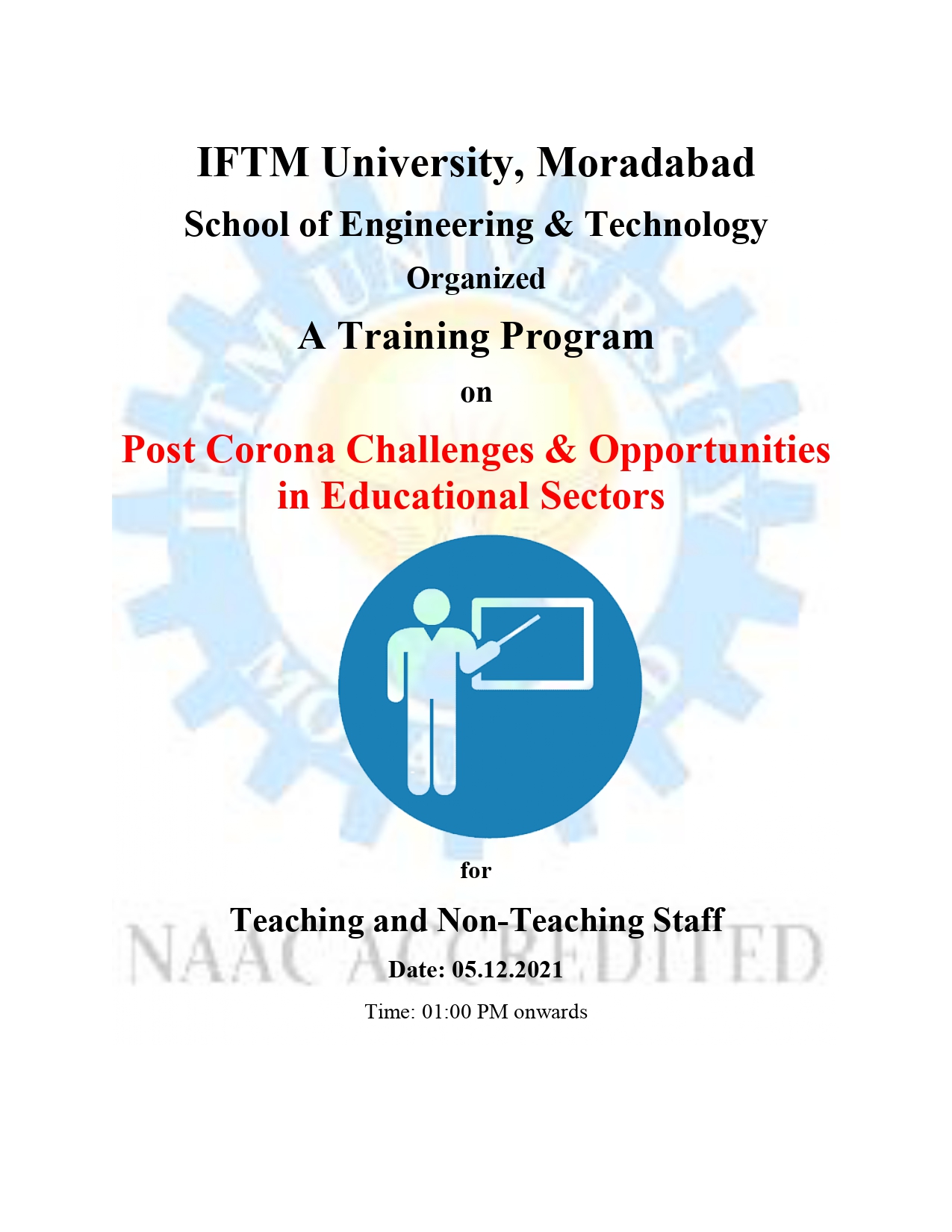 A Training programme on Post Corona challenges & Opportunities in Educational Sector for nonteaching staff