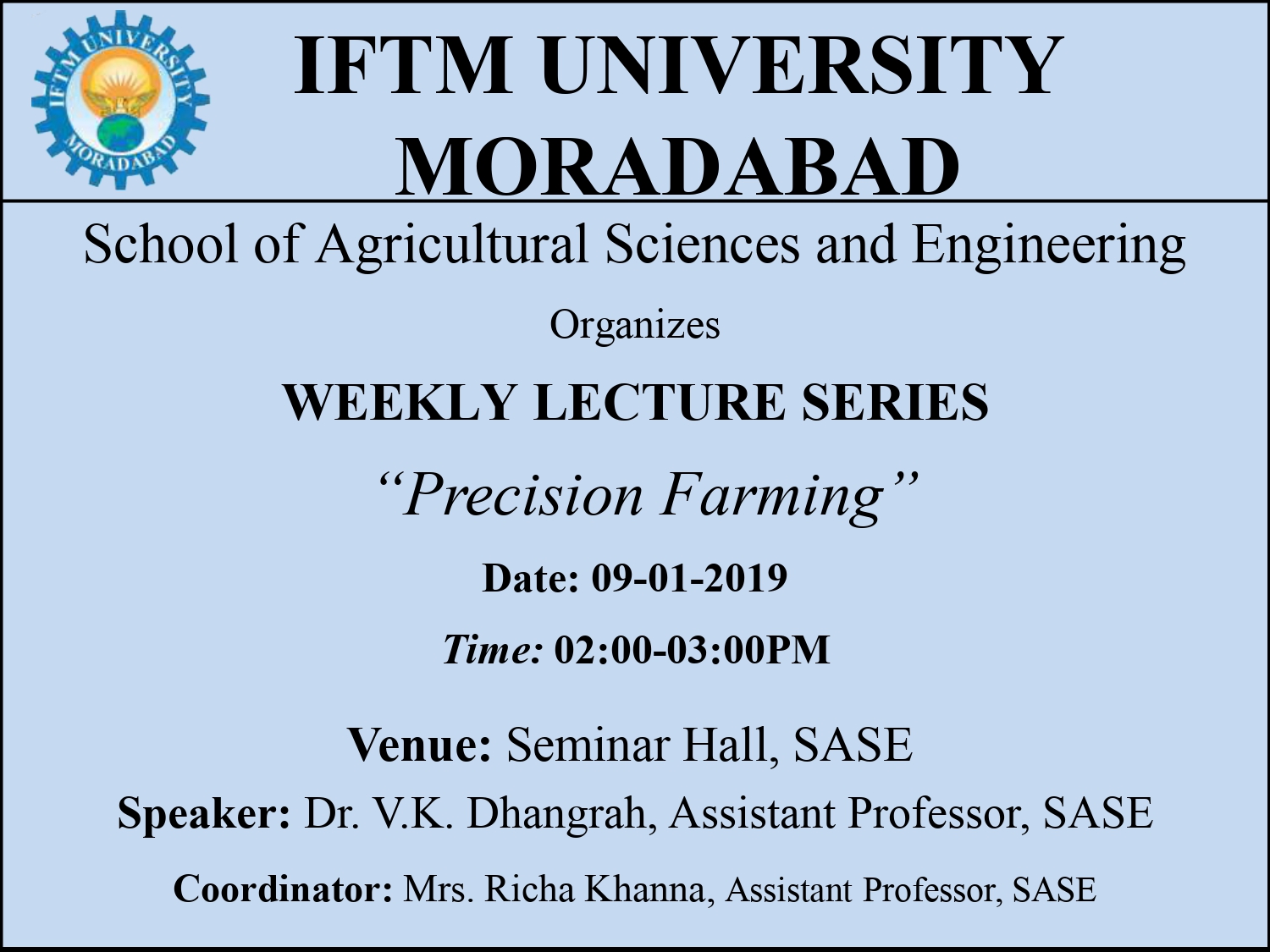 Weekly Lecture Series: “Precision Farming”