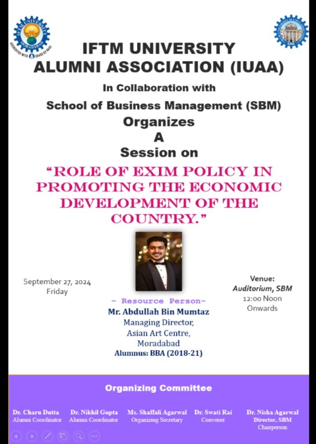 A session on Role of Exim Policy in Promoting the Economic Development of the Country