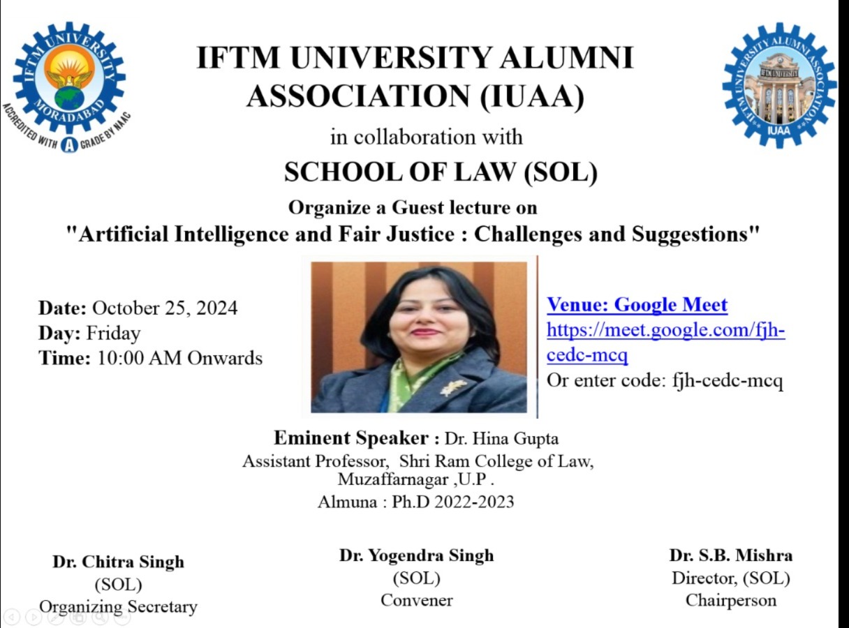 Guest Lecture on Artificial Intelligence and Fair Justice: Challenges & Suggestions