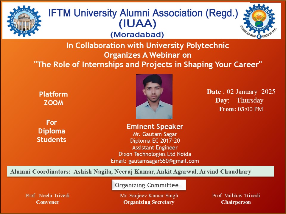 Webinar on Role of Internship and Projects in Shaping your Career