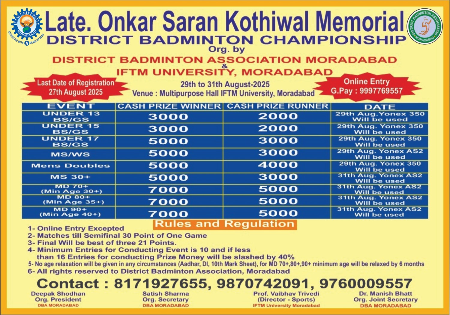 District Badminton Championship 2025 District Badminton Championship 2025
