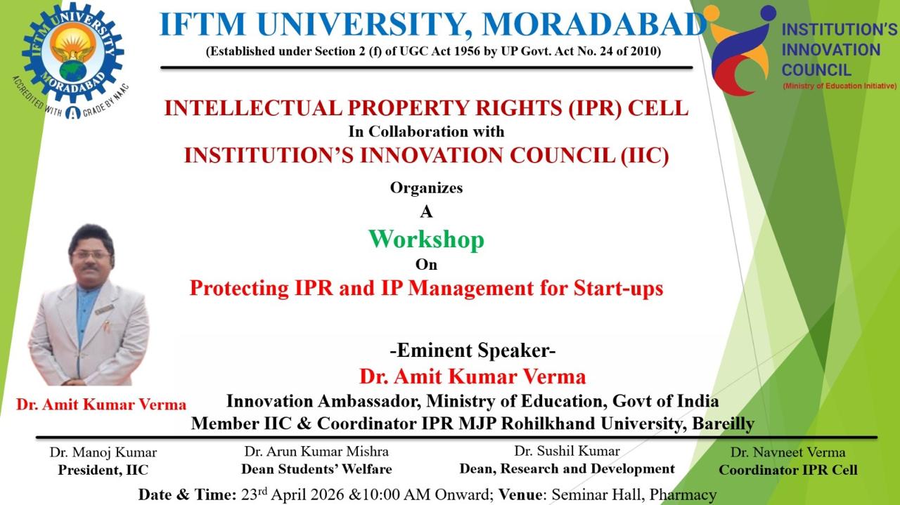 A Workshop on Protecting IPR & IP Management for Start Ups
