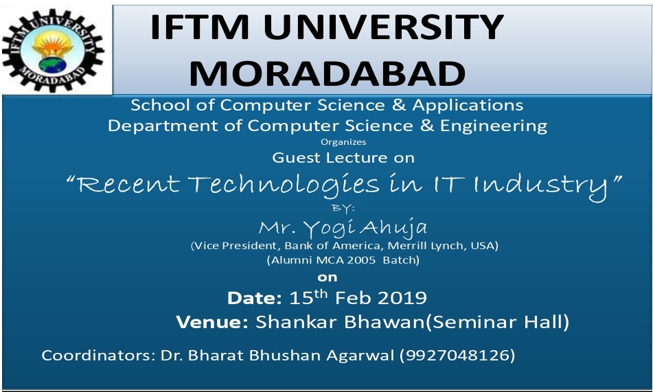 Guest Lecture on Recent Technologies in IT Industry