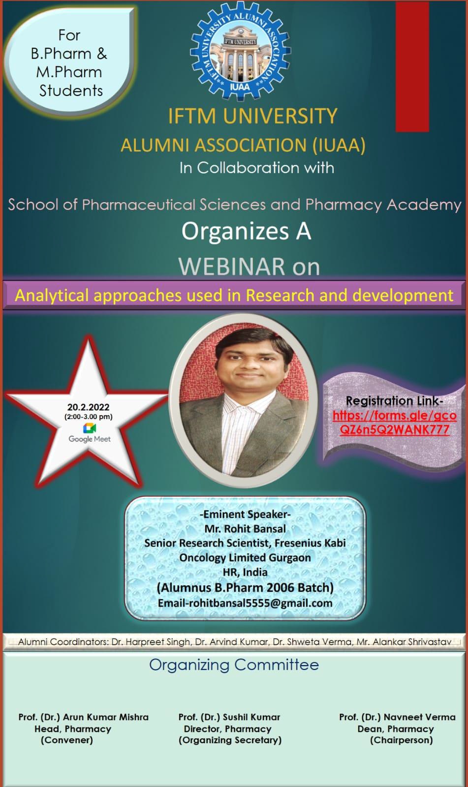 National Webinar on Analytical Approaches used in Research & Development
