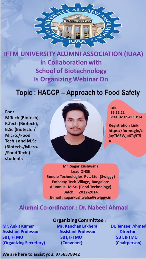 Webinar on HACCP- Approaches to Food Safety
